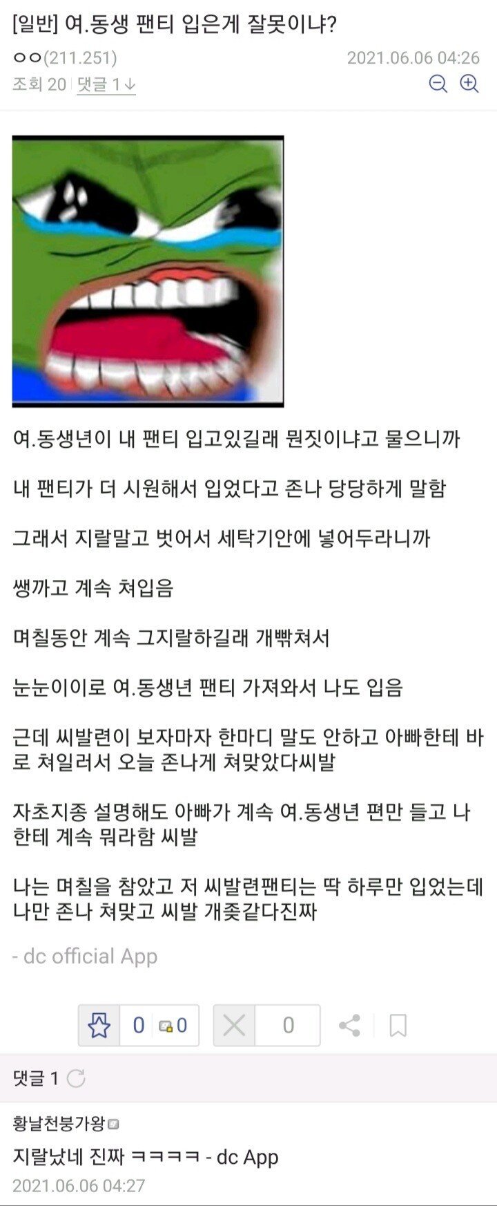 여동생 팬티 입은게 잘못이냐.jpeg