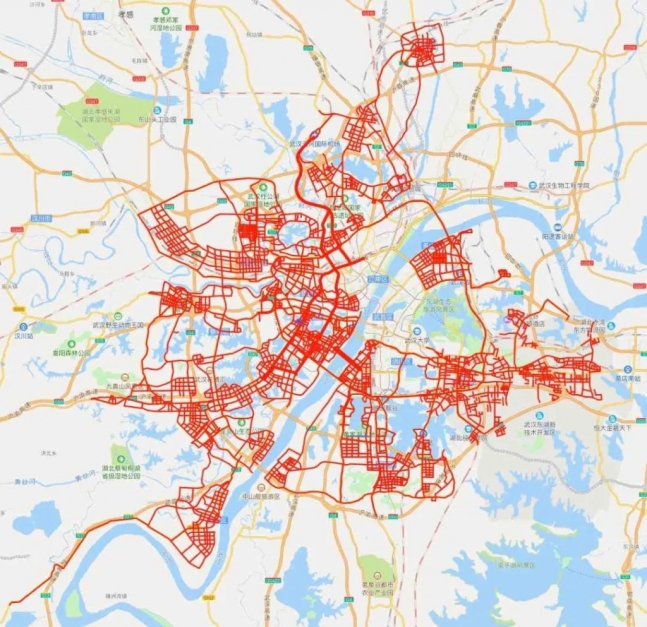 거미줄처럼 뻗은 우한의 자율주행 시범도로 현황/사진=우한시정부 홈페이지