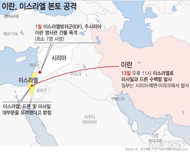 [서울=뉴시스]이란이 며칠 안에 이스라엘을 보복 공격할 수 있다고 CNN이 소식통을 인용해 2일(현지시각) 보도했다. 지난 4월13일 이란은 이스라엘을 상대로 드론(무인기)과 미사일을 동원한 대규모 공습을 감행했다.